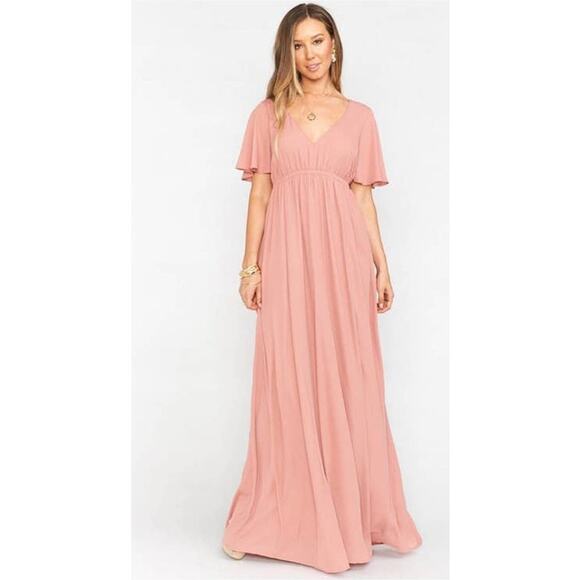 Show Me Your MuMu Emily Maxi Dress Rustic Mauve Crisp Small NWT - Picture 2 of 7